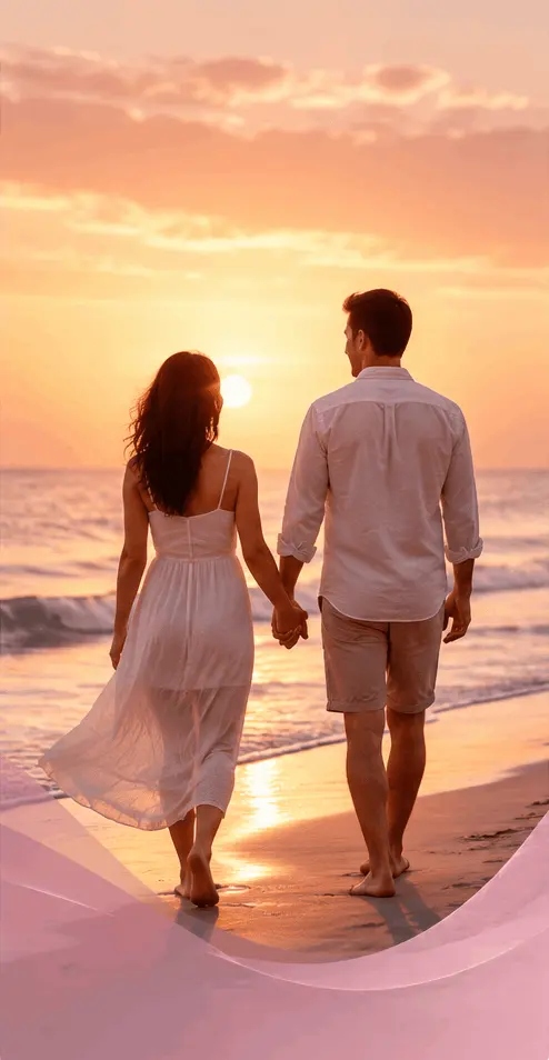 A person walking outdoors at sunrise