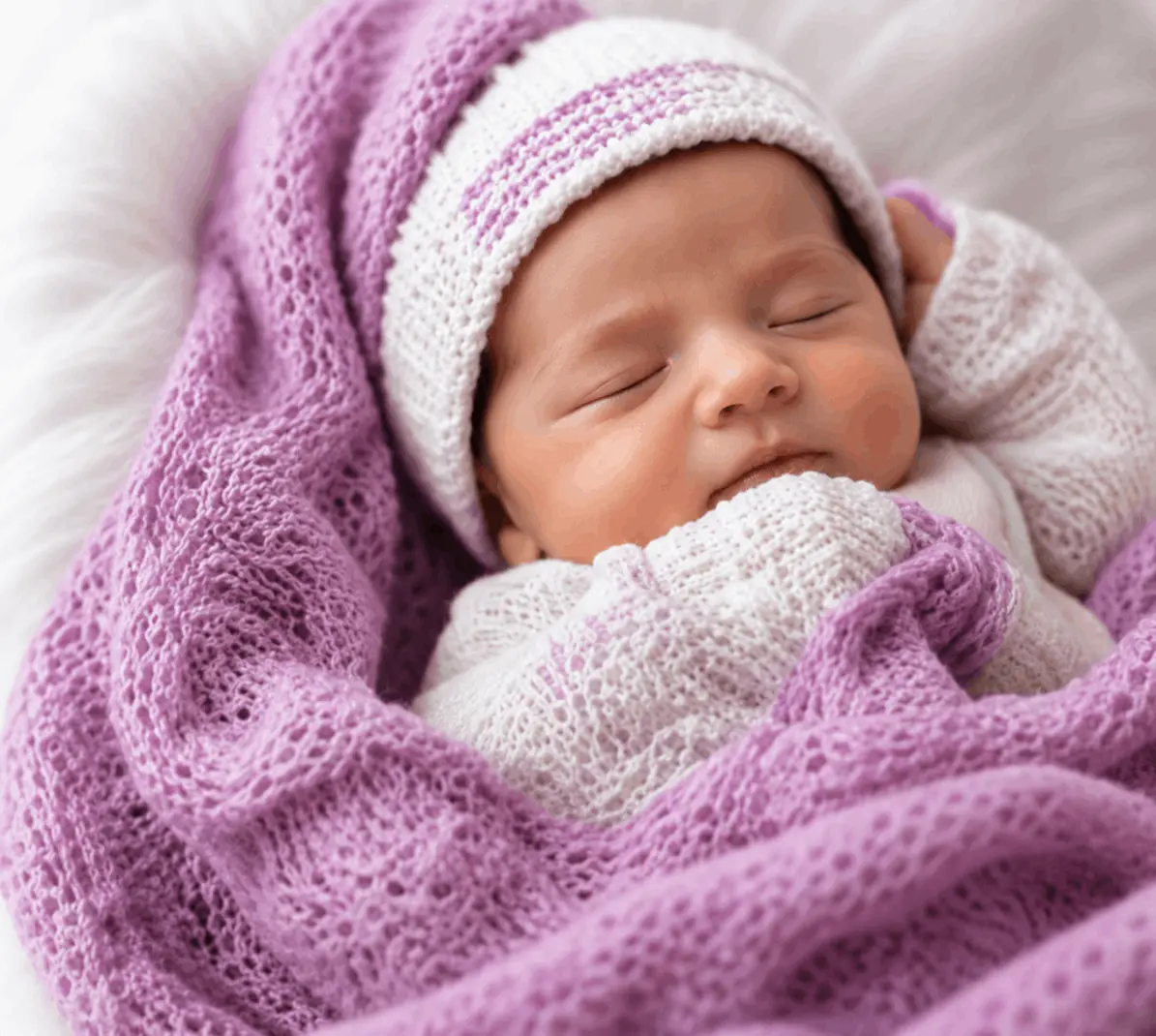 A sleeping newborn wrapped in a blanket